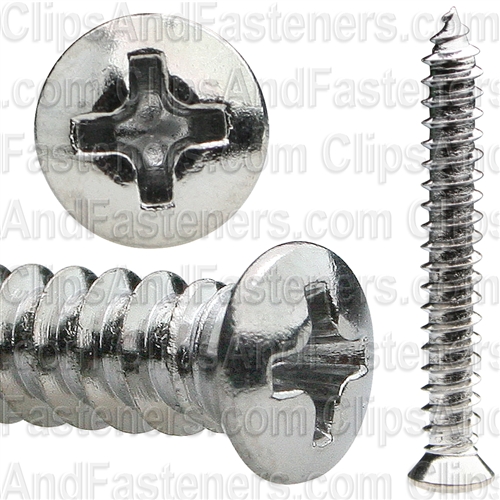 Phillips Oval #6 Hd Tap Screw 10 X 1-1/2 Chrome