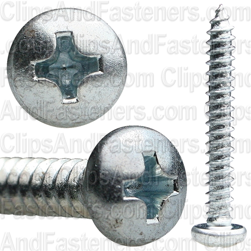 #8 X 1-1/4 Phillips Pan Head Tap Screw Zinc