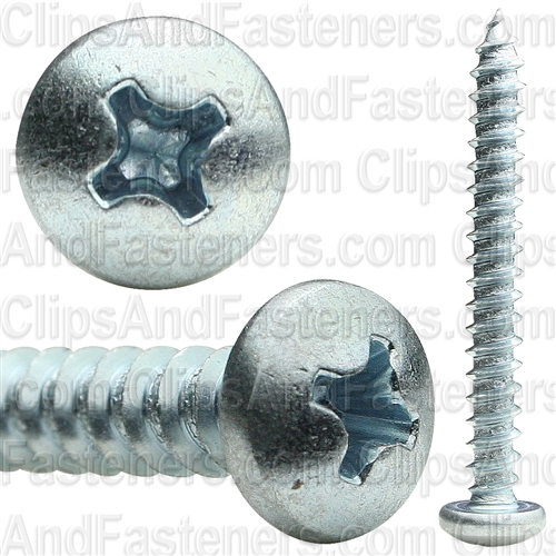 8 X 1 1/2 Phillips Pan Head Tap Screw Zinc