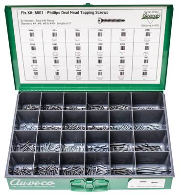 540 Piece Phillips Oval Head Tapping Screw Kit