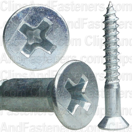 8 X 1 1/4 Phil Flat Hd Wood Screw Zinc